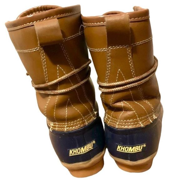 New Khombu Premium Leather & Rubber Winter Lace Up Ankle Duck Boots Size 5 - Picture 4 of 15